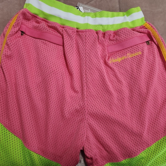 Headgear Fresh Prince Basketball shorts Pink &  Green Mens Size M 100% Poly NWT - Picture 2 of 6
